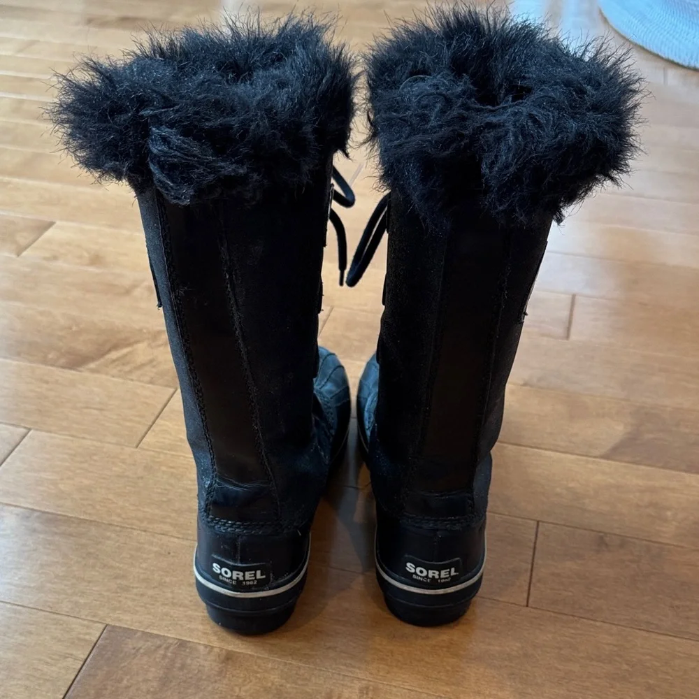 Sorel Black Glitter Tofino Tall Waterproof Boots in 6.5
